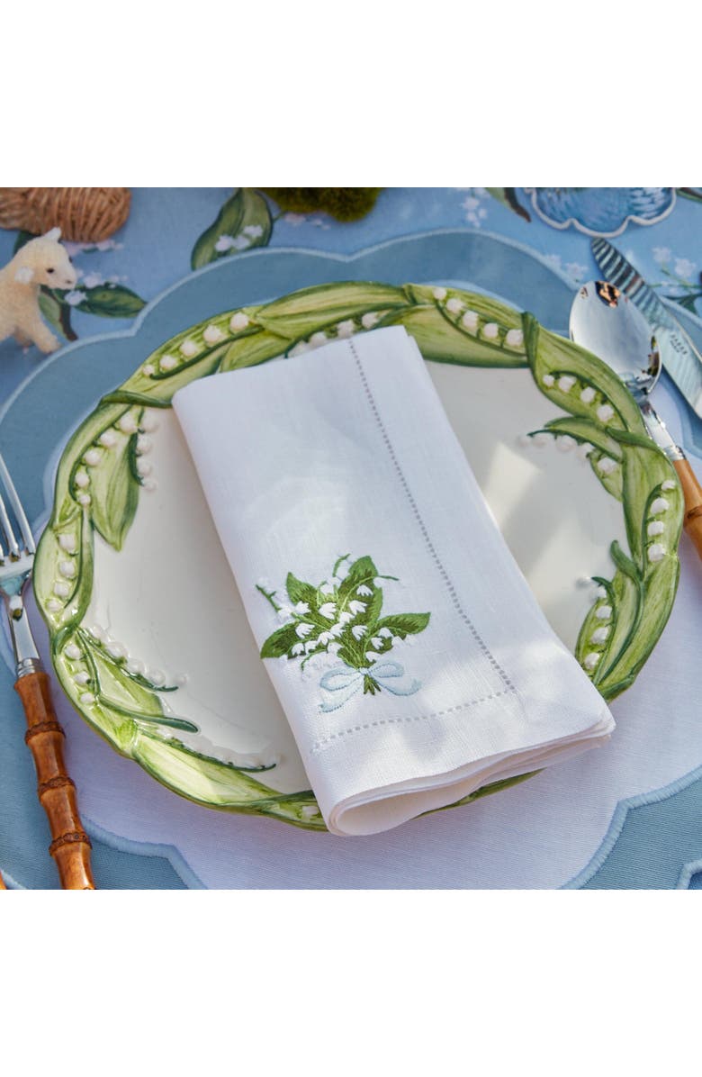 Mrs. Alice Lily of the Valley Linen Napkins, Alternate, color, Green
