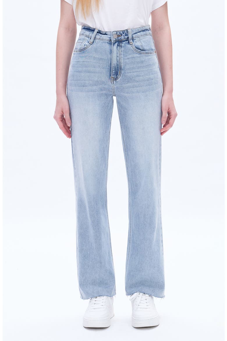 Raw Hem High Waist Wide Leg Jeans, Main, color, GLACIER
