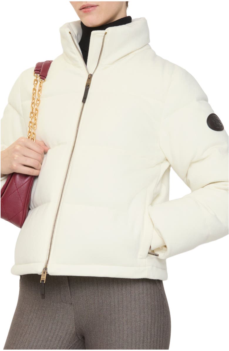 Burberry Cashmere Ambleside Puffer Jacket, Main, color, Ice White