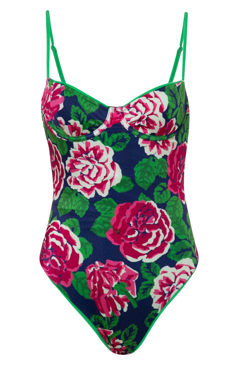 Maaji Meadow Roses Olenna Reversible One-Piece Swimsuit, Alternate, color, Dark Blue