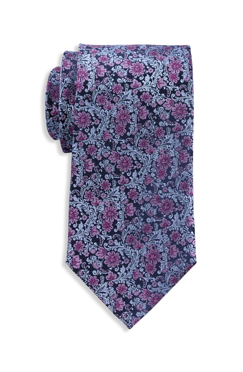 Oak Hill Premium by DXL Big & Tall Paisley Floral Silk Tie, Main, color,