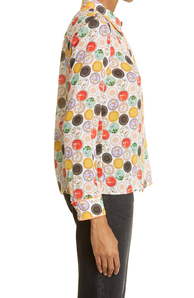 Alice + Olivia Willa Silk Button-Up Blouse, Alternate, color, Dinner Party