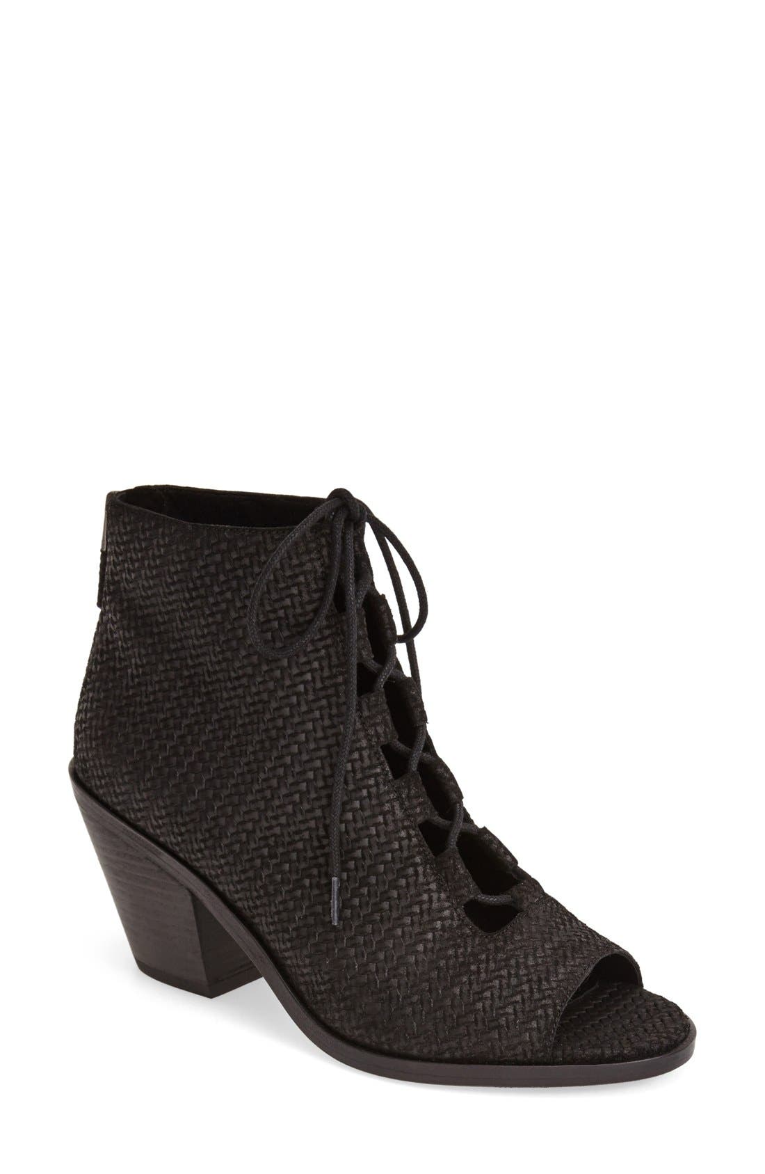 'Slew' Lace Up Bootie, Main, color, BLACK