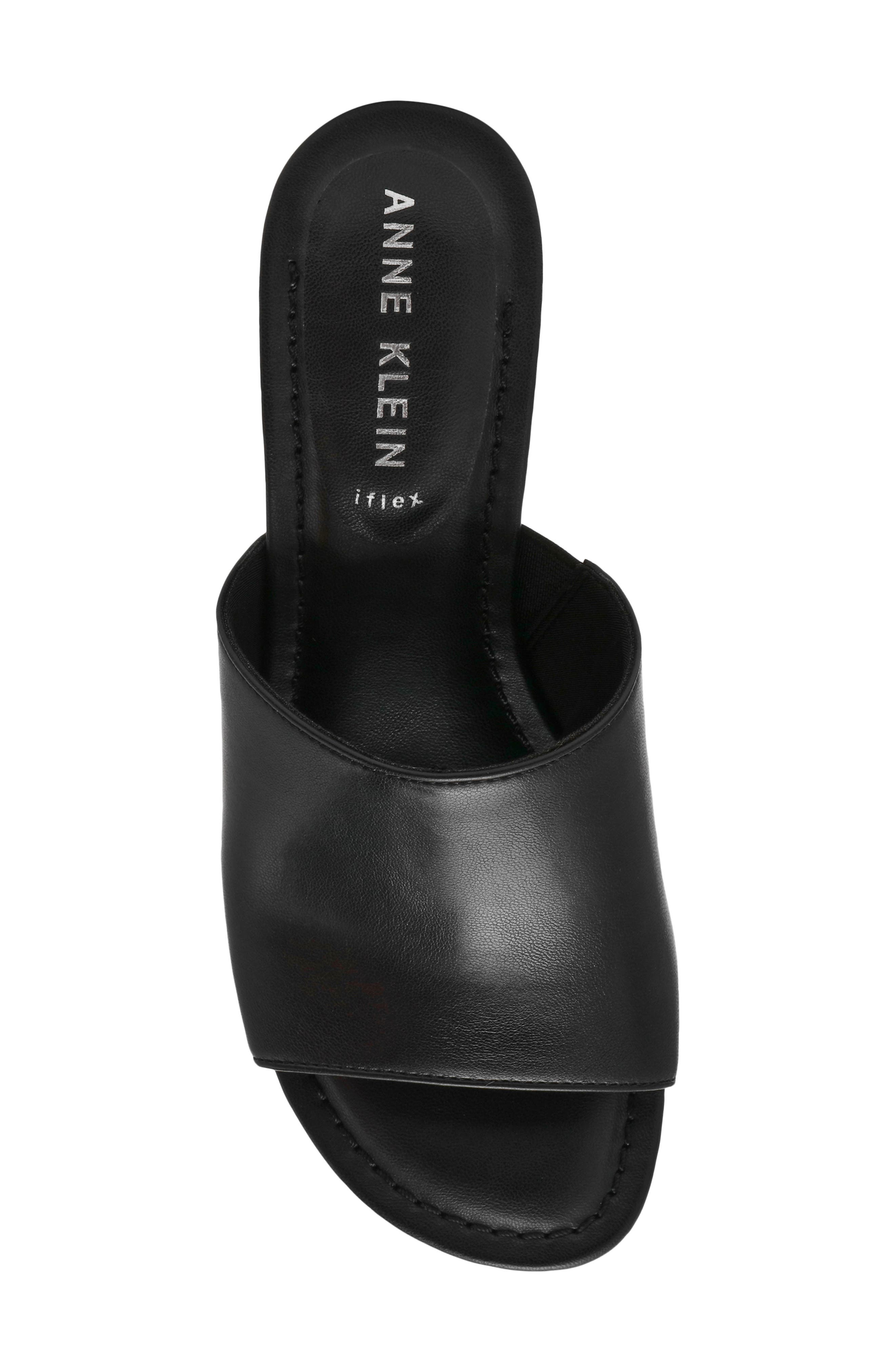 Anne Klein Charisma Wedge Slide Sandal, Alternate, color, Black Smooth