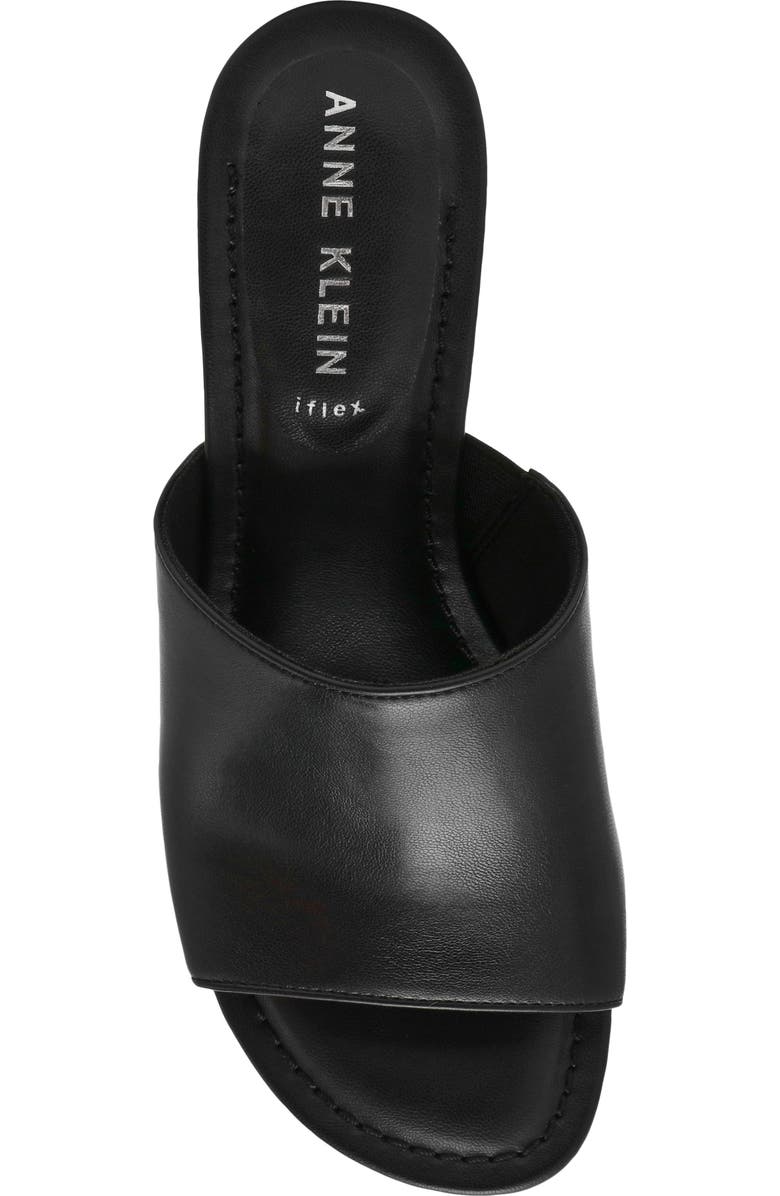 Anne Klein Charisma Wedge Slide Sandal, Alternate, color, Black Smooth