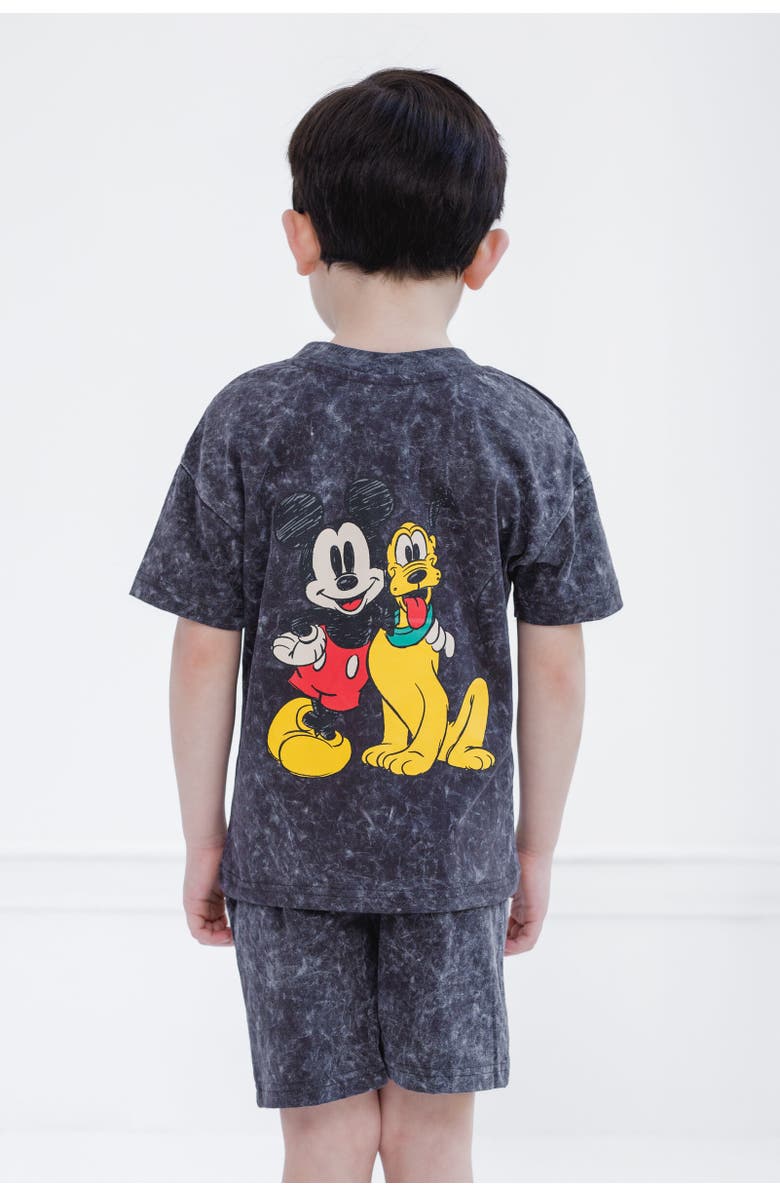 Disney Mickey Mouse & Friends Wash T-Shirt & Shorts Set, Alternate, color, Mickey Mouse & Friends Black