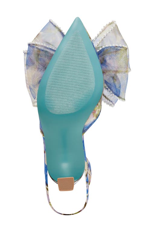 Betsey Johnson Sb-kelli Blue Tulip Floral Bow Pointed-toe Pumps In Blue Tulip