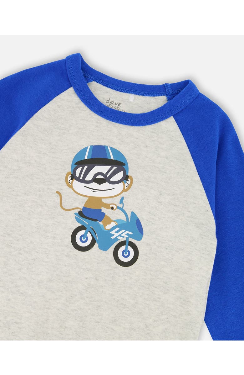 Deux par Deux Two-Piece Organic Cotton Pajama Set Monkey, Alternate, color, Beige