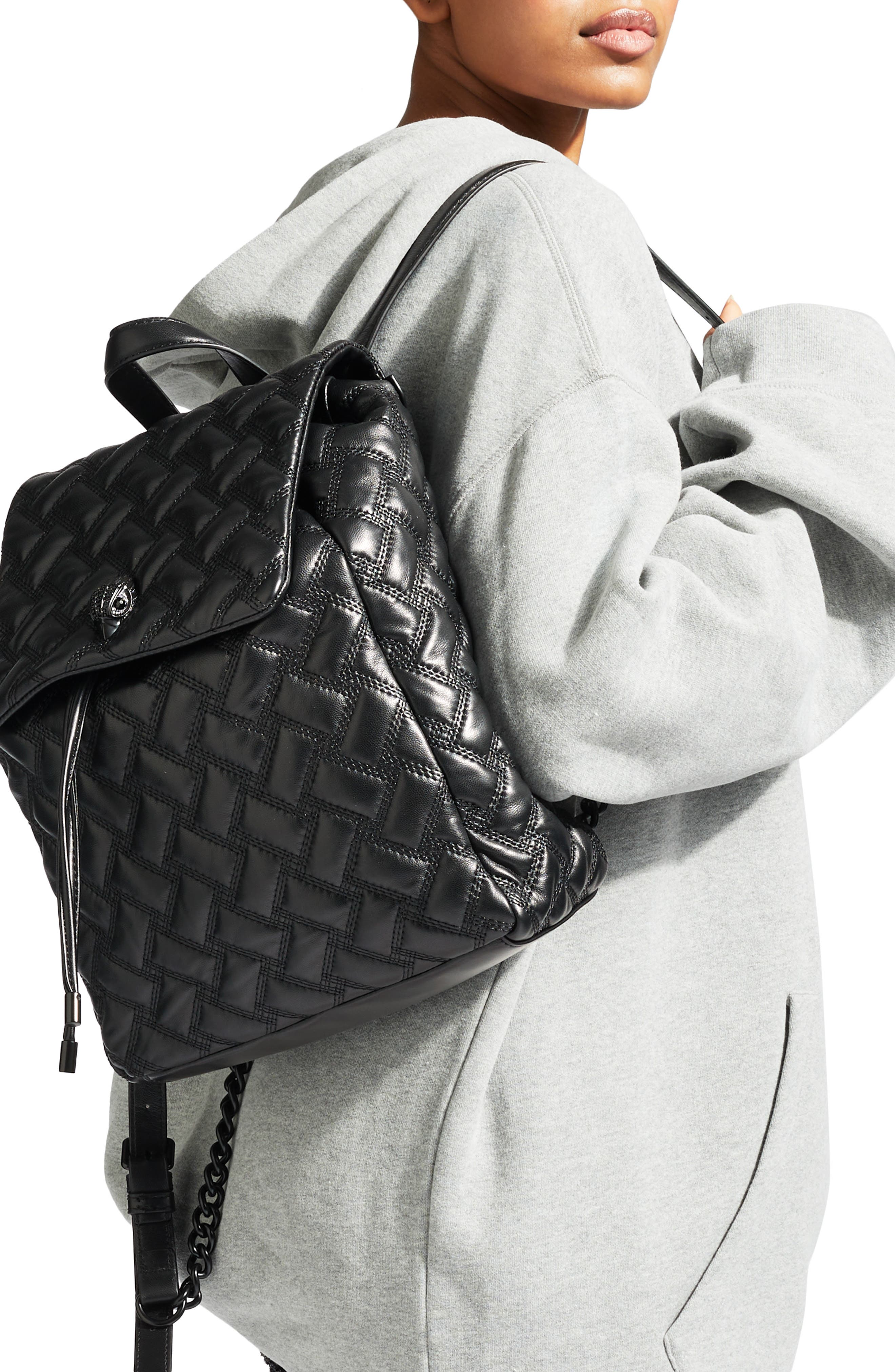 Kurt Geiger London Kensington Drench Quilted Leather Backpack, Alternate, color, 