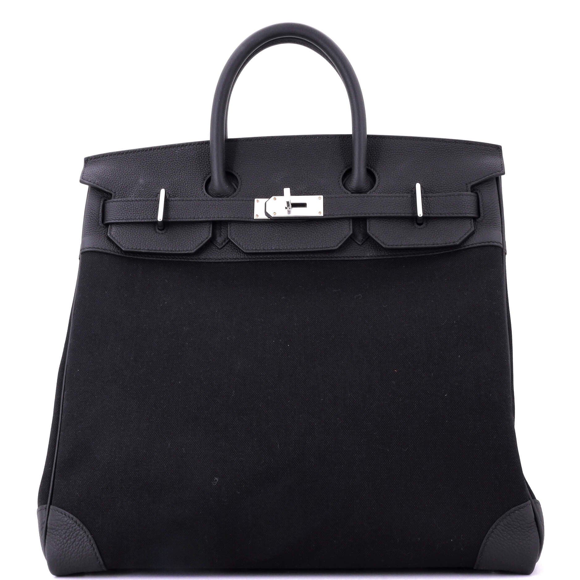 Pre-Owned Hermes HAC Birkin Bag Toile and Black Togo with Palladium Hardware 40, Main, color, 
