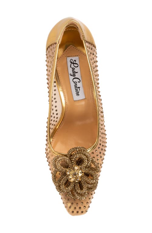 Lady Couture Rhinestone Mesh Pump In Gold