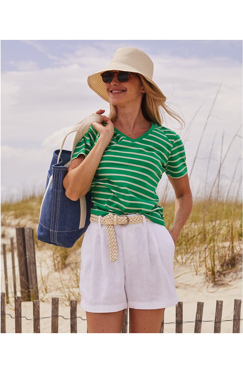 Lands' End High Rise Pleated A-line 5" Linen Shorts, Alternate, color, White