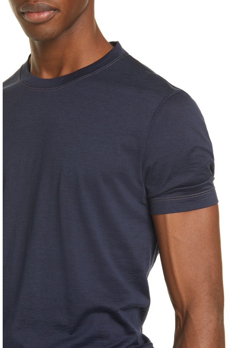 Silk & Cotton Crewneck T-Shirt, Alternate, color, BLUE