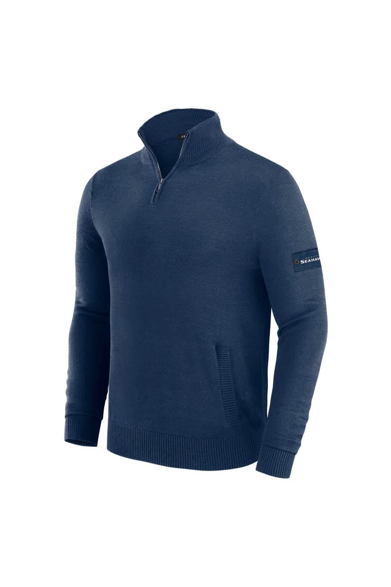 Men's J. Palmer Navy Seattle Seahawks Franchise Quarter-Zip Sweater, Alternate, color, Navy