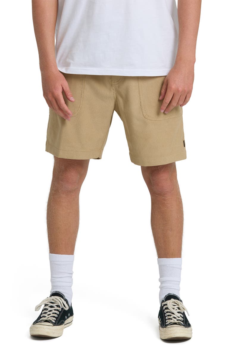 Billabong De la Cruz Submersible Water Repellent Corduroy Shorts, Main, color, Khaki