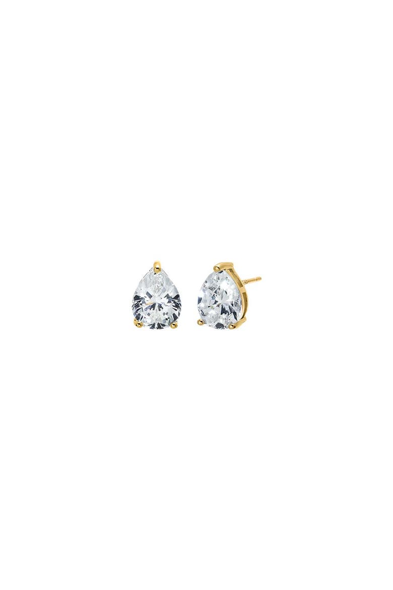 Moissanite Pear Stud Earring, Main, color, Gold
