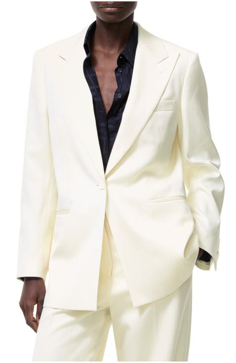 Pinstriped Wool Tailored Jacket