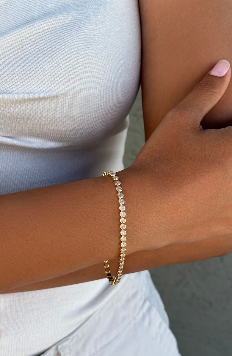 Adornia Bezel Crystal Tennis Bracelet, Alternate, color, Gold