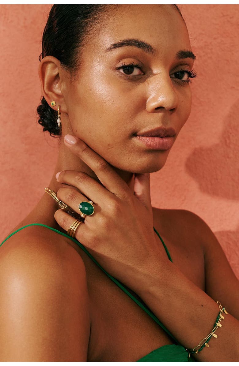 Murkani Green Onyx & Pearl Ring 6, Alternate, color, Yellow Gold