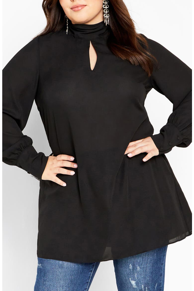 Bow Tunic Top, Main, color, BLACK
