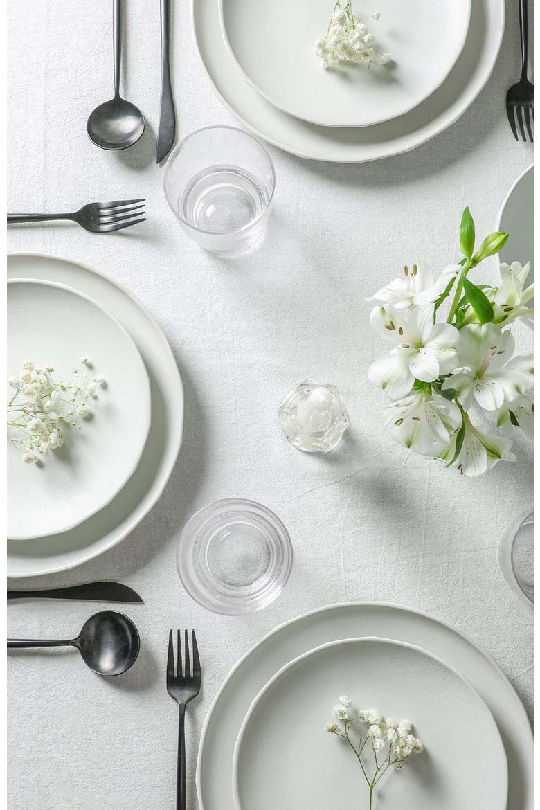 Rio Stoneware 16-Piece Dinnerware Set with Glasses, Alternate, color, Beige