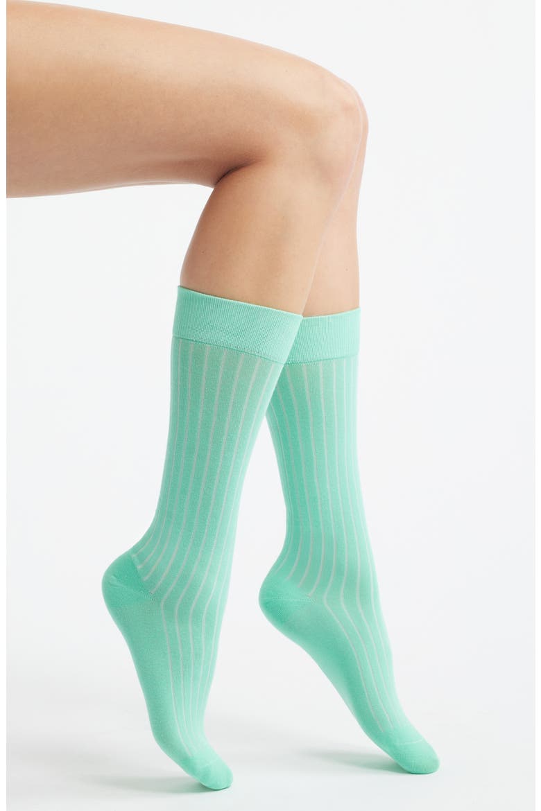 Arcade Stripe Crew Socks, Main, color, MINT GREEN