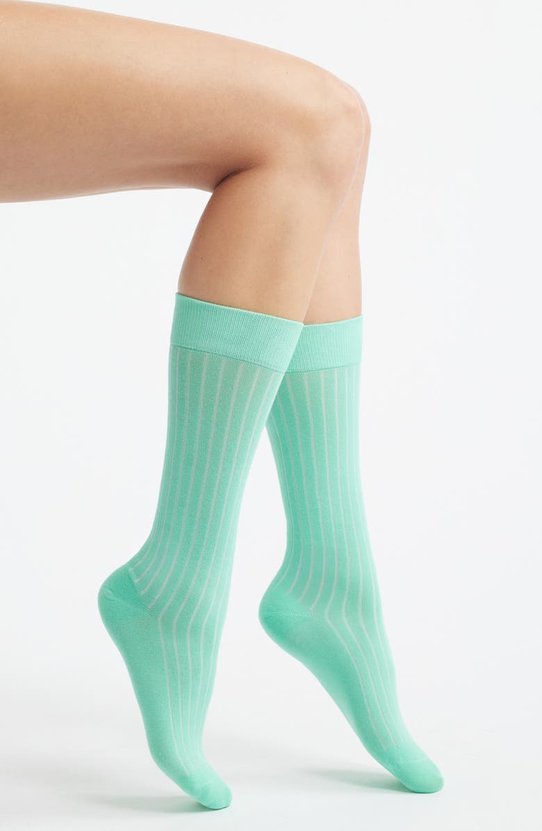 HIGH HEEL JUNGLE Arcade Stripe Crew Socks, Main, color, Mint Green