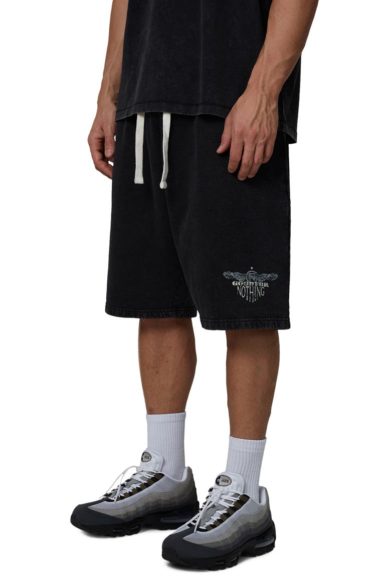 Oversized Eagle Shorts, Alternate, color, Black