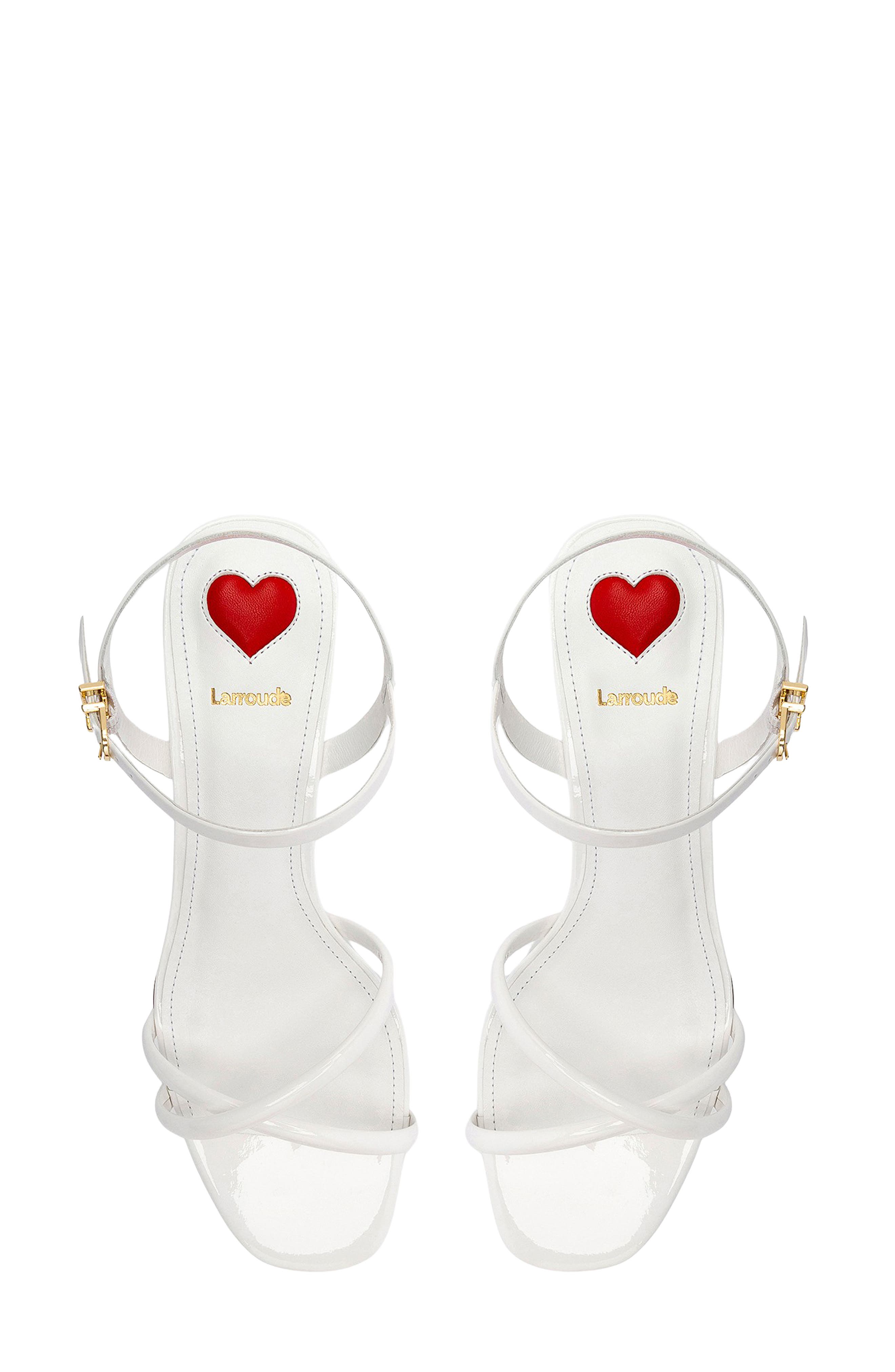 Larroudé Kitten Heel Sandal, Alternate, color, White Patent Leather