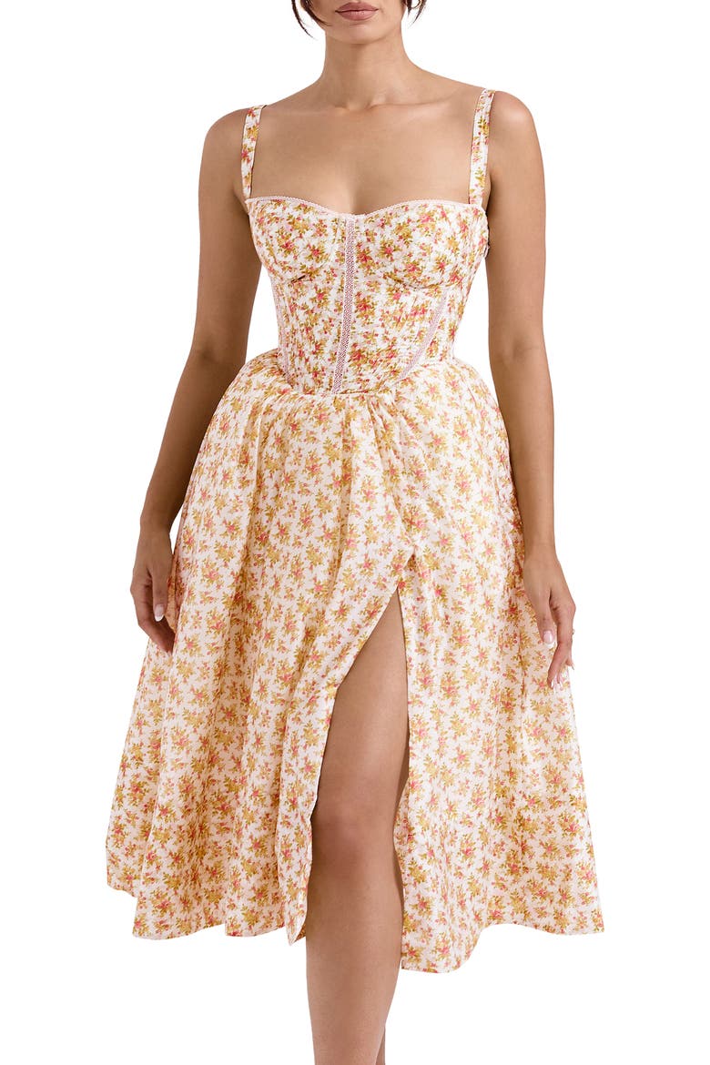 Kelly Floral Print Corset Dress, Alternate, color, SUNWAY