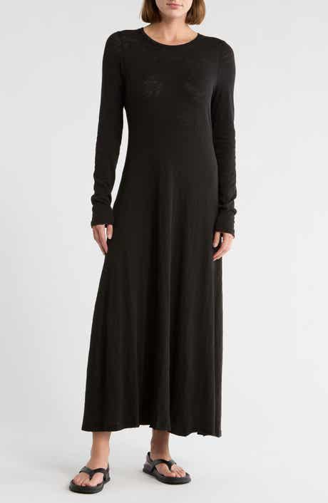 ATM Anthony Thomas Melillo Long Sleeve Cotton Slubbed Jersey Maxi Dress