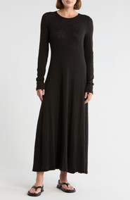 ATM Anthony Thomas Melillo Long Sleeve Cotton Slubbed Jersey Maxi Dress