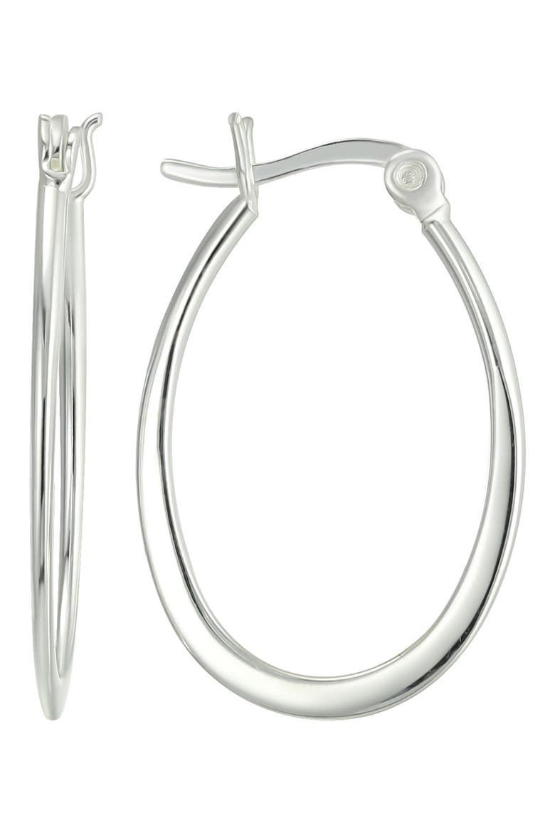 Oval Hoop Earrings, Main, color, SILVER