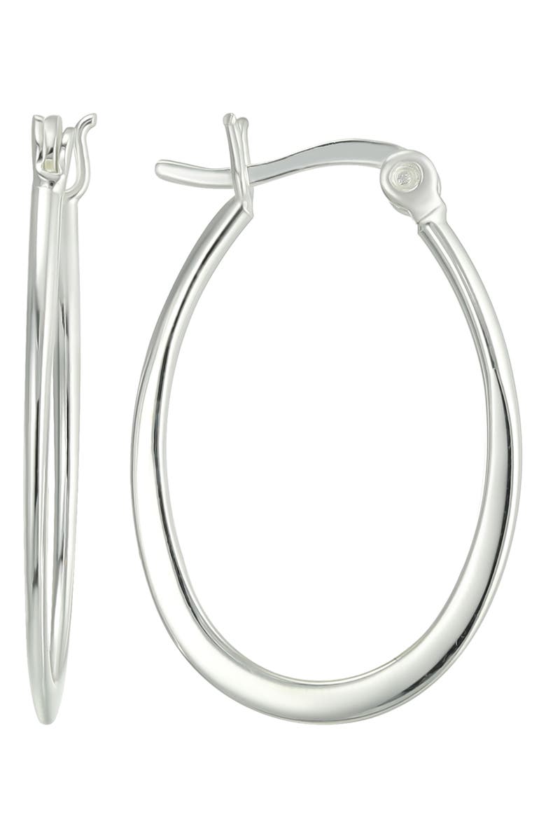 CANDELA JEWELRY Oval Hoop Earrings, Main, color, Silver