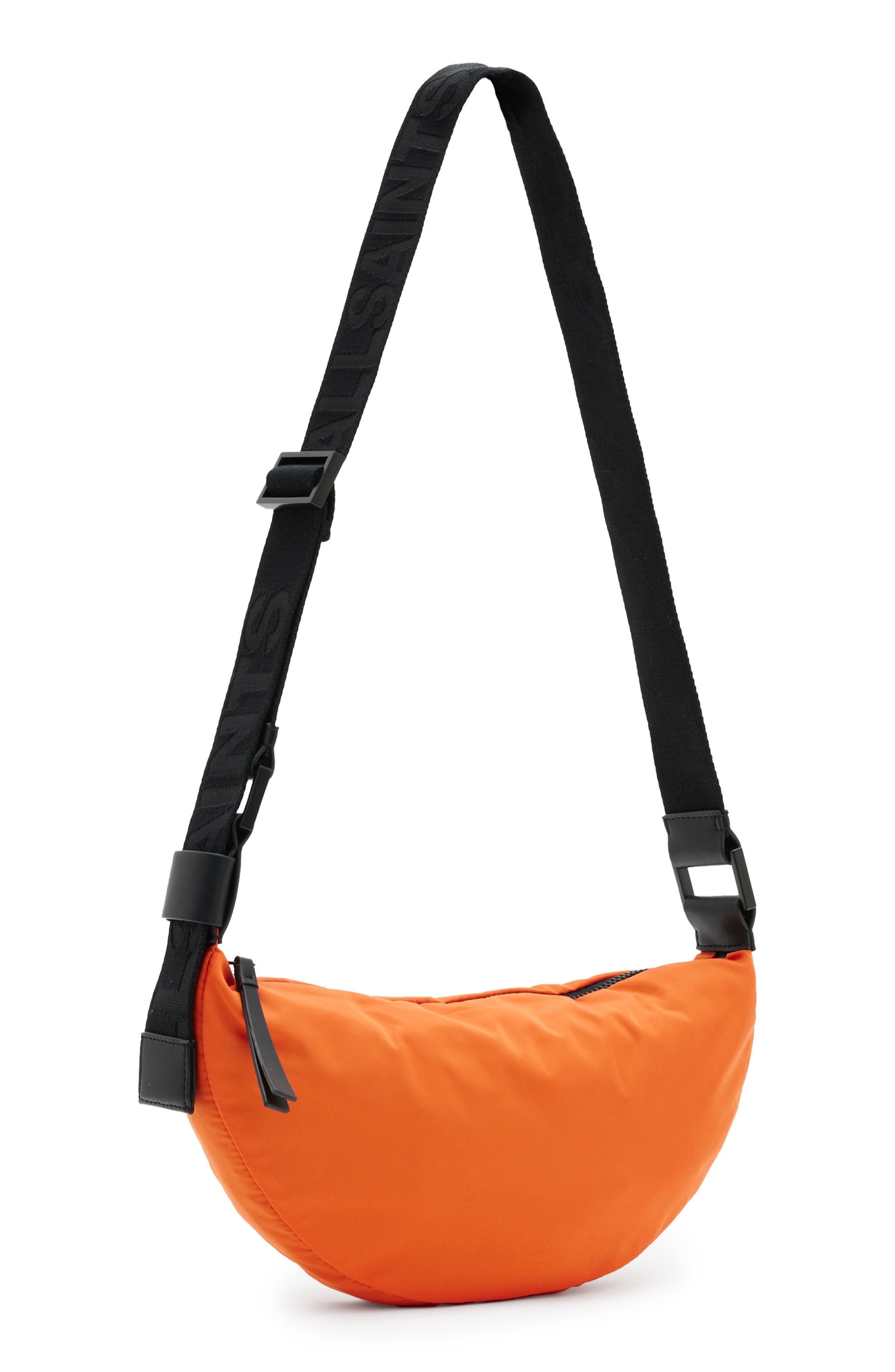 AllSaints Half Moon Recycled Polyester Crossbody Bag, Alternate, color, 