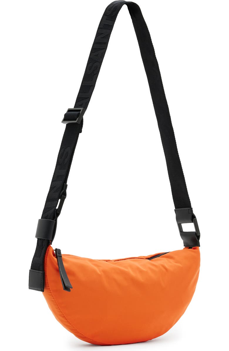AllSaints Half Moon Recycled Polyester Crossbody Bag, Alternate, color,