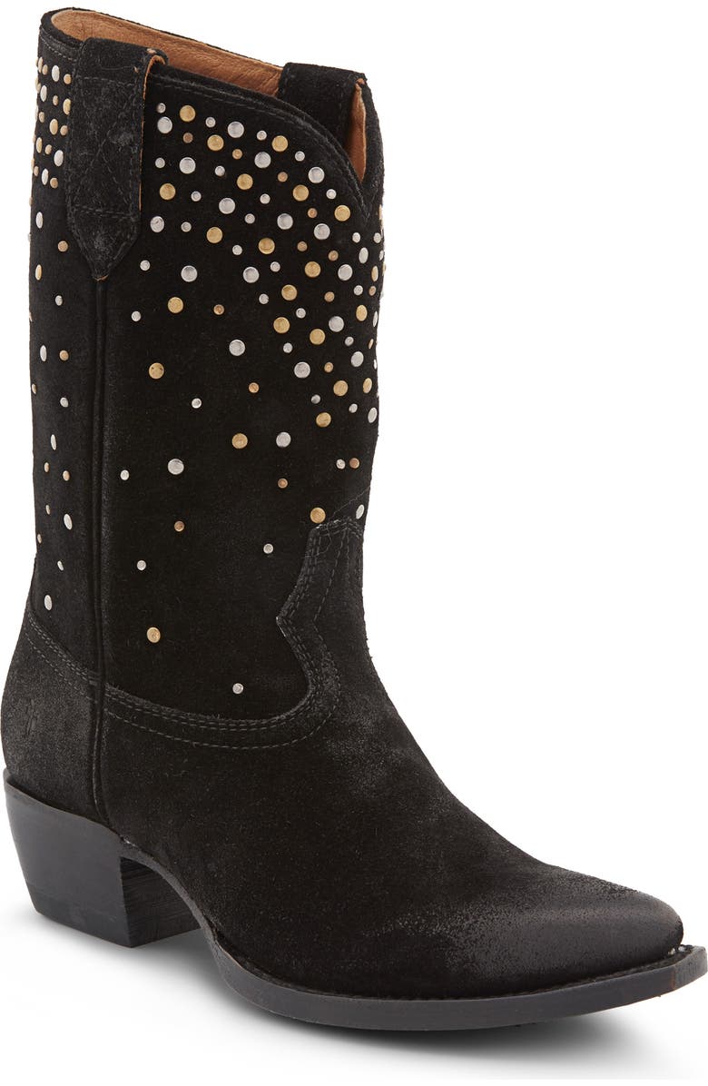 Frye Sacha Stud Western Boot, Main, color, Blac