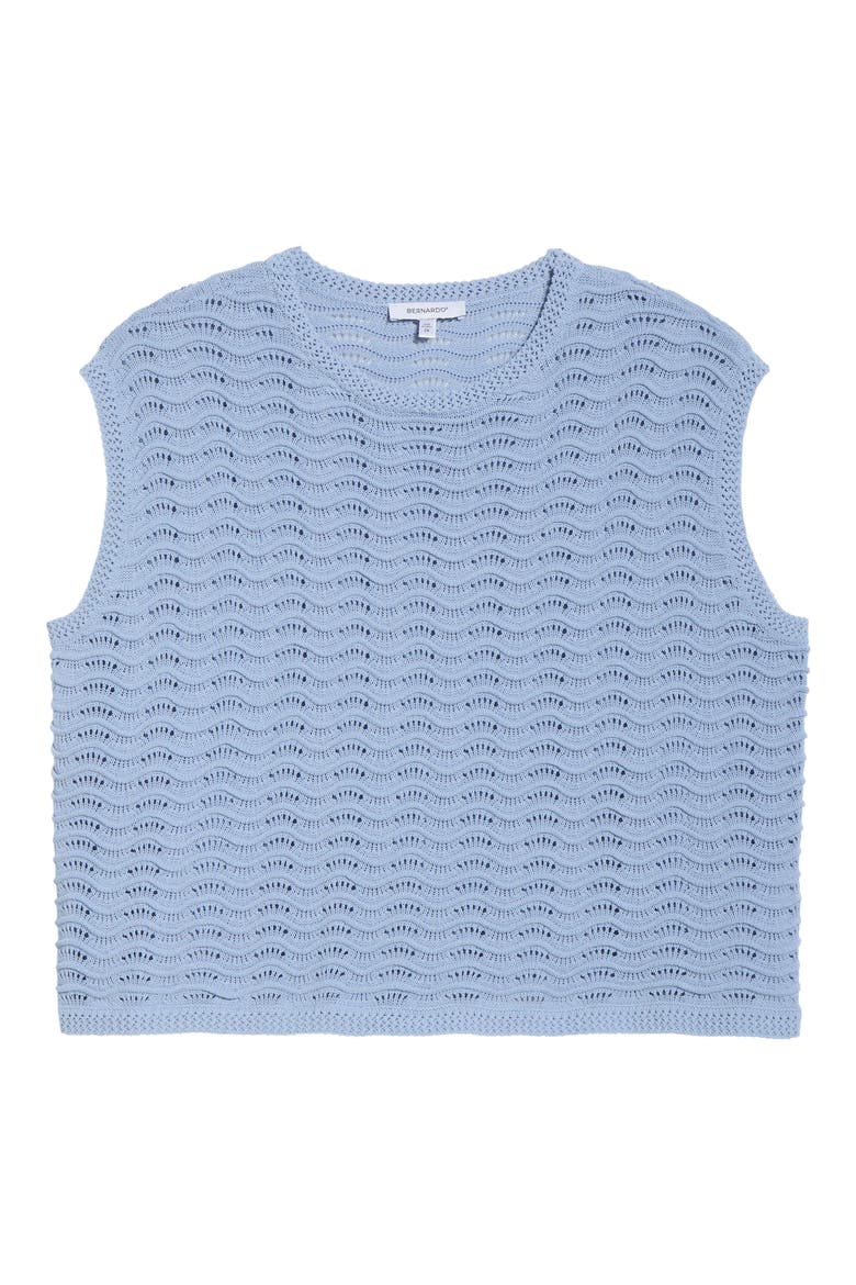 Wave Pointelle Knit Sweater, Alternate, color, BLUE HERON