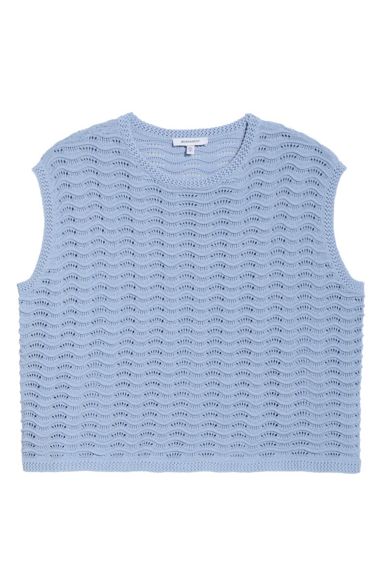 Bernardo Wave Pointelle Knit Sweater, Alternate, color, Blue Heron