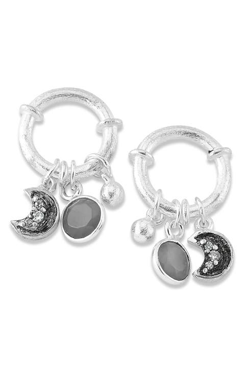 Sterling Silver Moon Charm Earrings