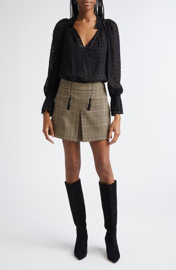 Pavaline Houndstooth Check Miniskirt