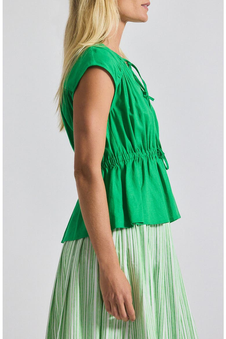 Caroline Tie Front Top, Alternate, color, KELLY GREEN