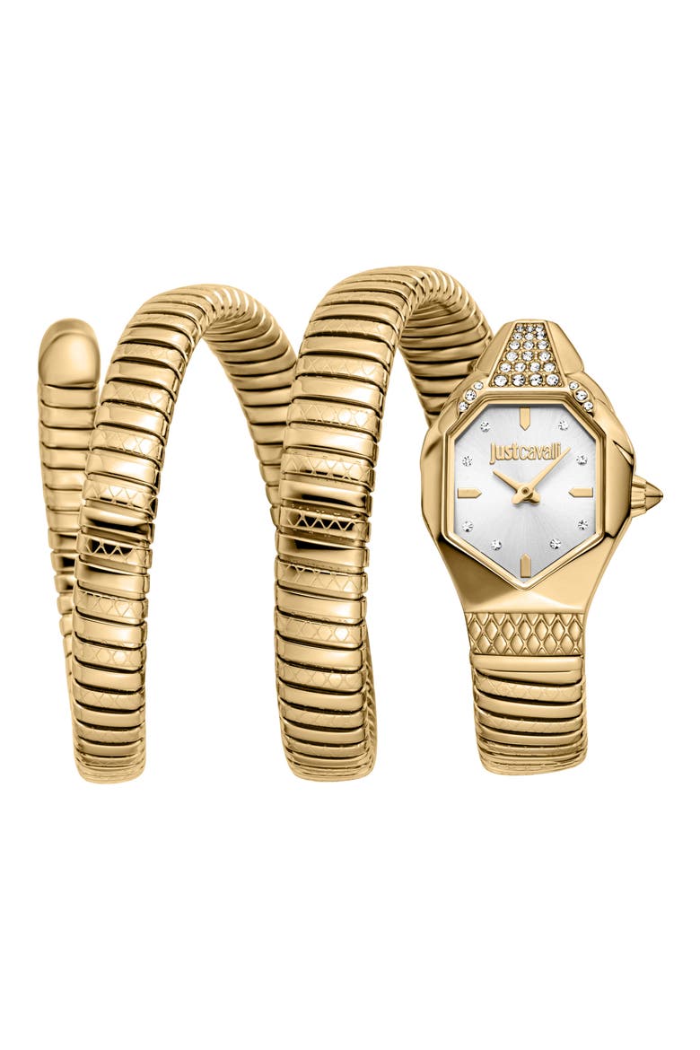 Snake Wraparound Bracelet Watch, 22mm x 34.5mm, Main, color, GOLD