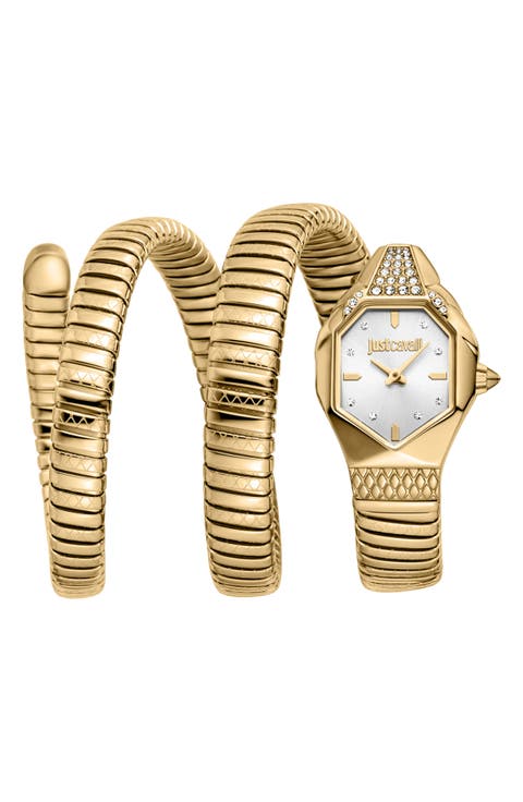 Snake Wraparound Bracelet Watch, 22mm x 34.5mm