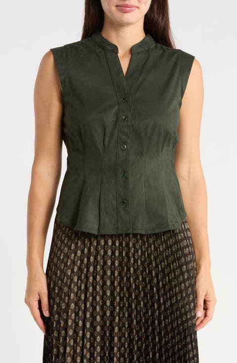 Fitted Waist Faux Suede Top