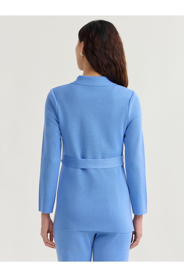 Belted Tonal Flat Knit Jacket, Alternate, color, Tranquil Blue