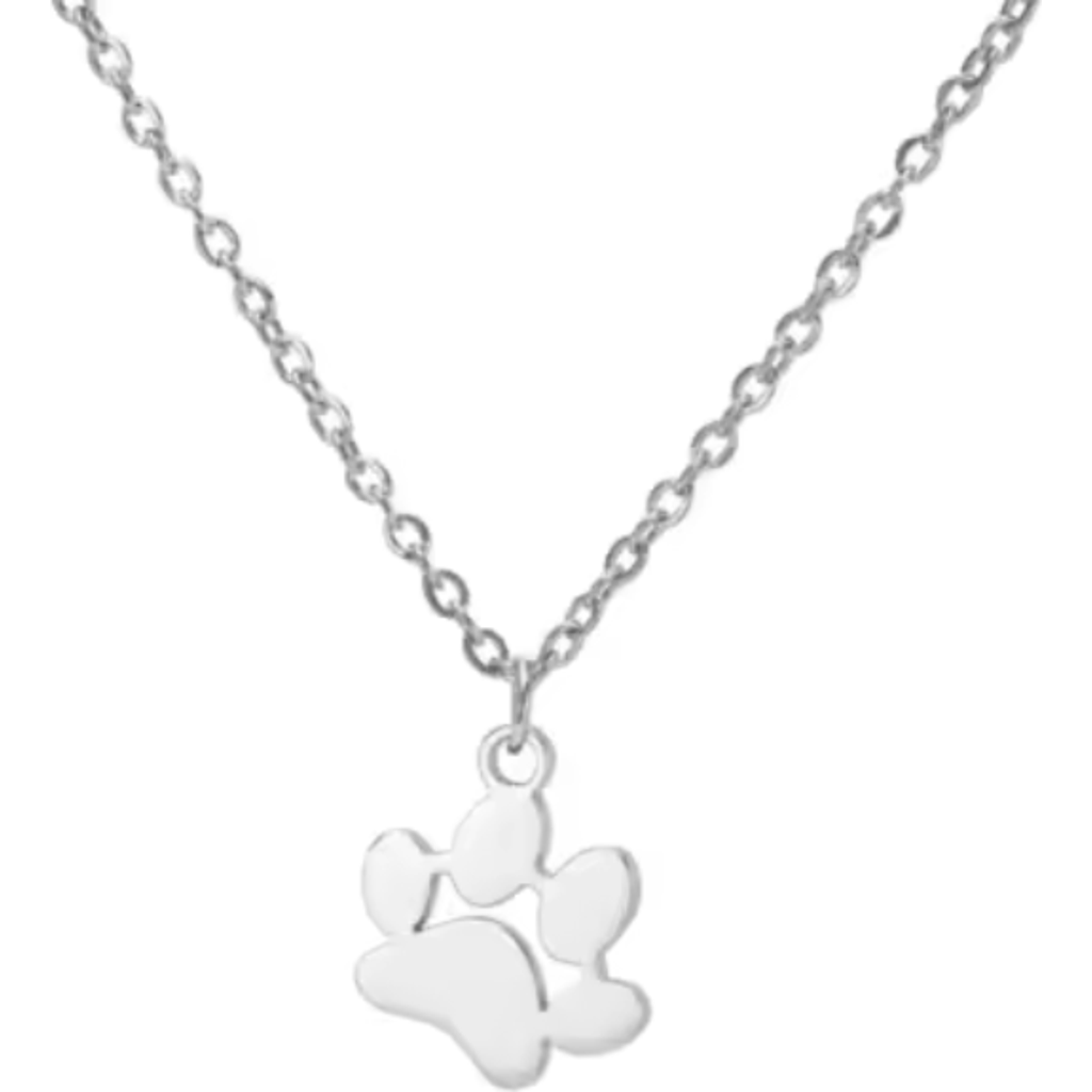 Hollywood Sensation Everpaw Single Paw Print Gold Plated Necklace In Silver