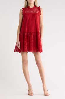 Ulla Johnson Thea Embroidered Eyelet Sleeveless Cotton Minidress