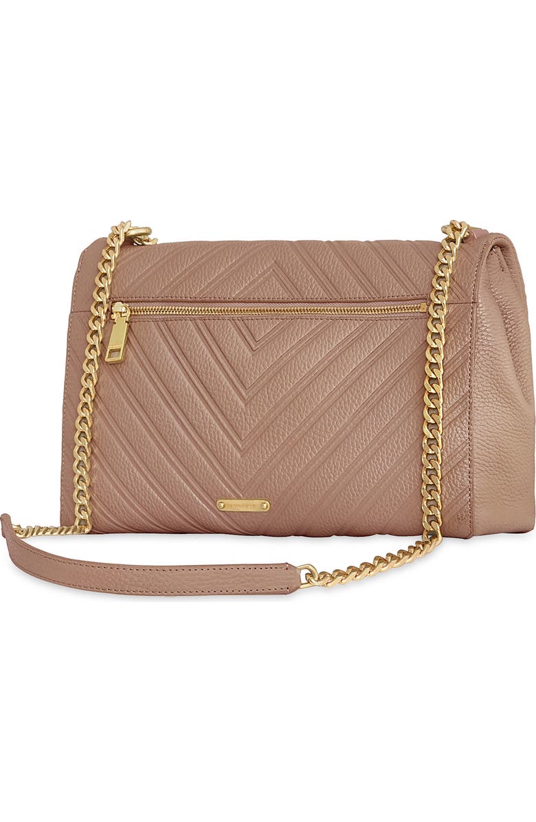 Rebecca Minkoff Large Edie Chevron Embossed Leather Shoulder Bag, Alternate, color, Blushing