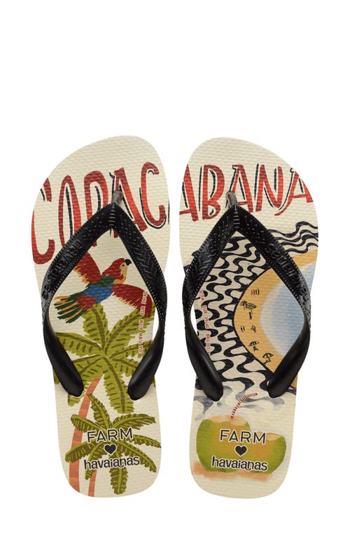 Havaianas X Farm Rio Copacabana Water Resistant Flip Flop In Black